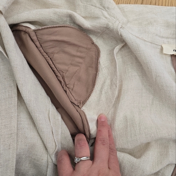 Entro Cream Open Linen Blazer Jacket Size 1x With Shirred Sleeves - Picture 10 of 13